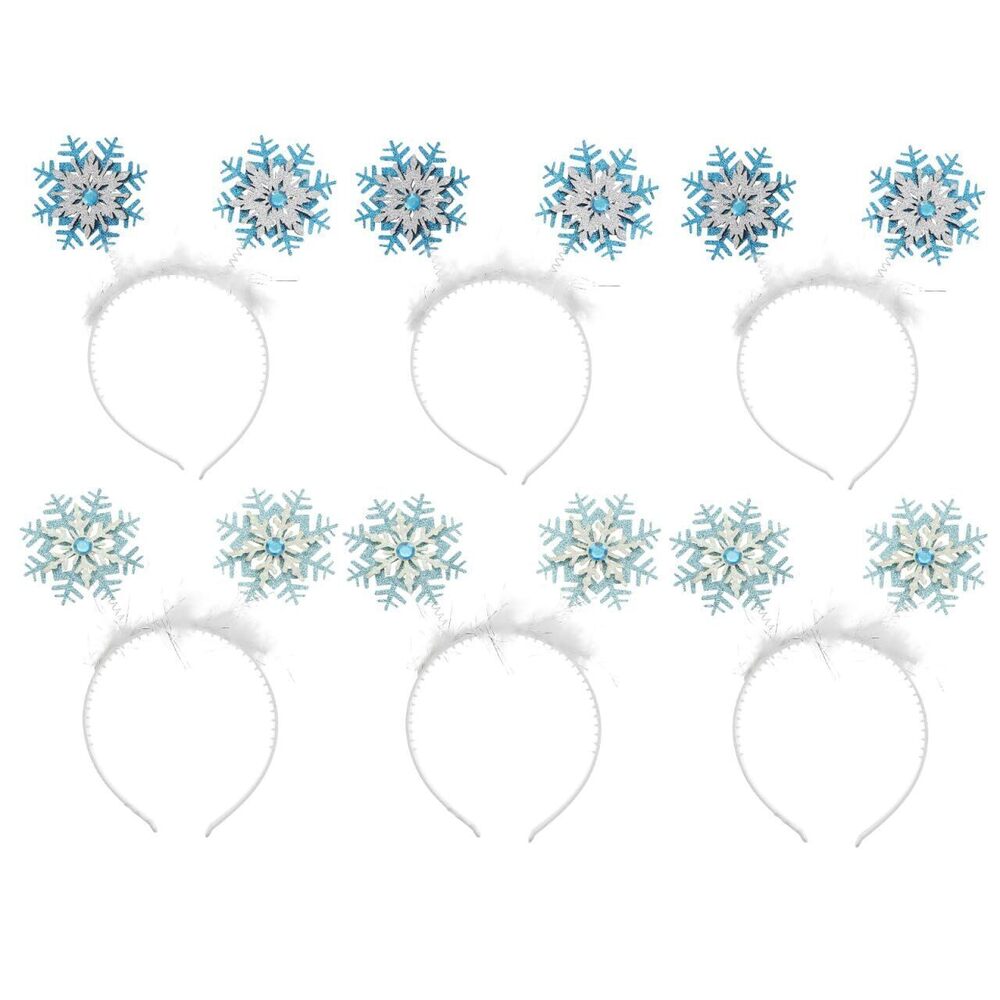 9216 6Pcs Snowflake Hair Hoops Glitter Powder Headdress Christmas Hair